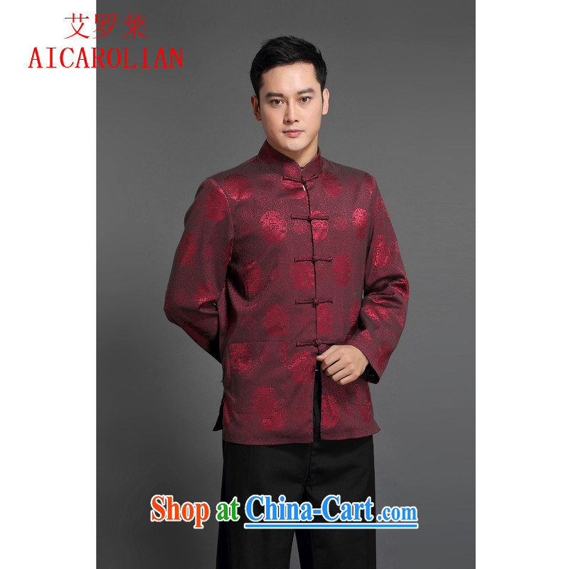 The Luo, new men's Chinese Spring and Autumn and the middle-aged and older long-sleeved middle-aged men's jackets Chinese T-shirt red M, AIDS, Tony Blair (AICAROLINA), online shopping