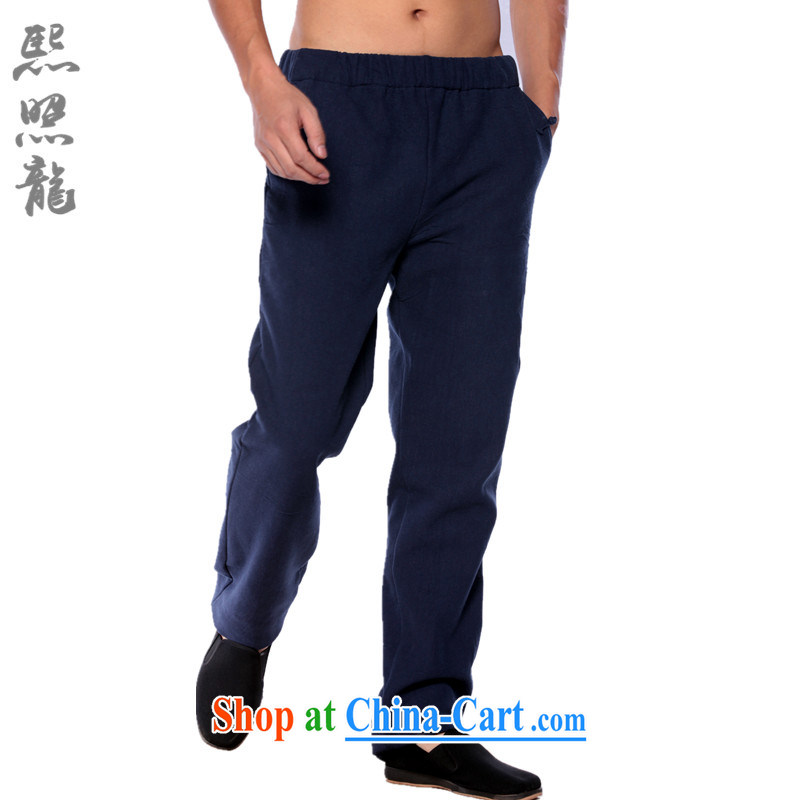 Hee-snapshot Dragon modern China wind linen cotton pants and lint-free cloth with thick small, straight leg elastic trousers 2014 autumn and winter dark gray XL, Hee-snapshot lung (XZAOLONG), online shopping