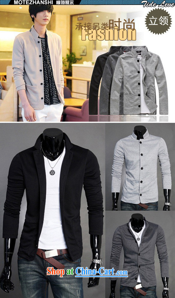 2015 new hot selling men and smock collar suit Korean leisure smock cultivating students suit SCXF 004 black L pictures, price, brand platters! Elections are good character, the national distribution, so why buy now enjoy more preferential! Health