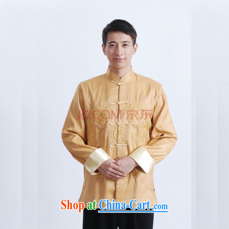 Cotton Joseph Tang replacing men long-sleeved dress men Tang jackets, for embroidery Chinese dragon yellow XXXL, Joseph cotton, shopping on the Internet