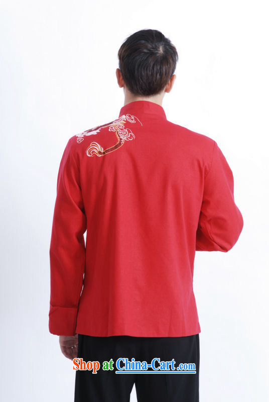 Cotton Joseph Chinese men's long-sleeved dress men Tang jackets, for embroidery Chinese dragon M 1122 red XXXL pictures, price, brand platters! Elections are good character, the national distribution, so why buy now enjoy more preferential! Health