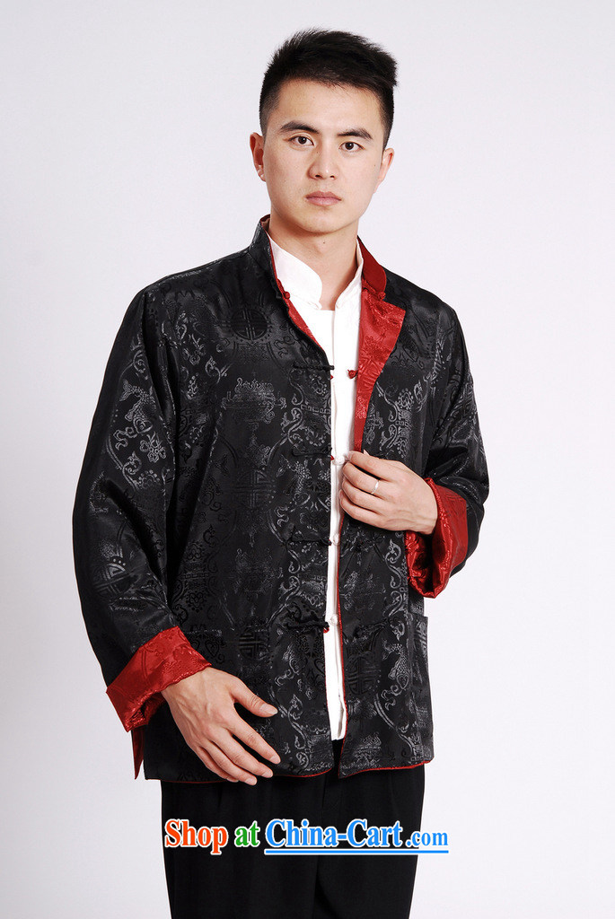 Cotton Joseph Tang replacing men long-sleeved dress men Tang jackets, for double-sided through damask Tang Black + red XXXL pictures, price, brand platters! Elections are good character, the national distribution, so why buy now enjoy more preferential! Health