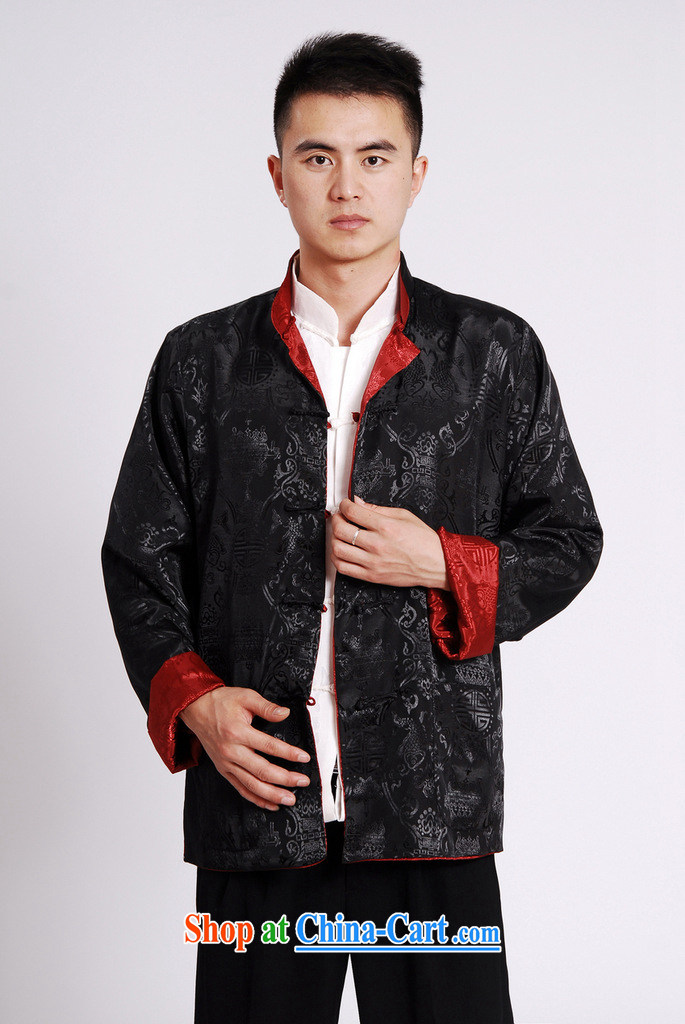 Cotton Joseph Tang replacing men long-sleeved dress men Tang jackets, for double-sided through damask Tang Black + red XXXL pictures, price, brand platters! Elections are good character, the national distribution, so why buy now enjoy more preferential! Health