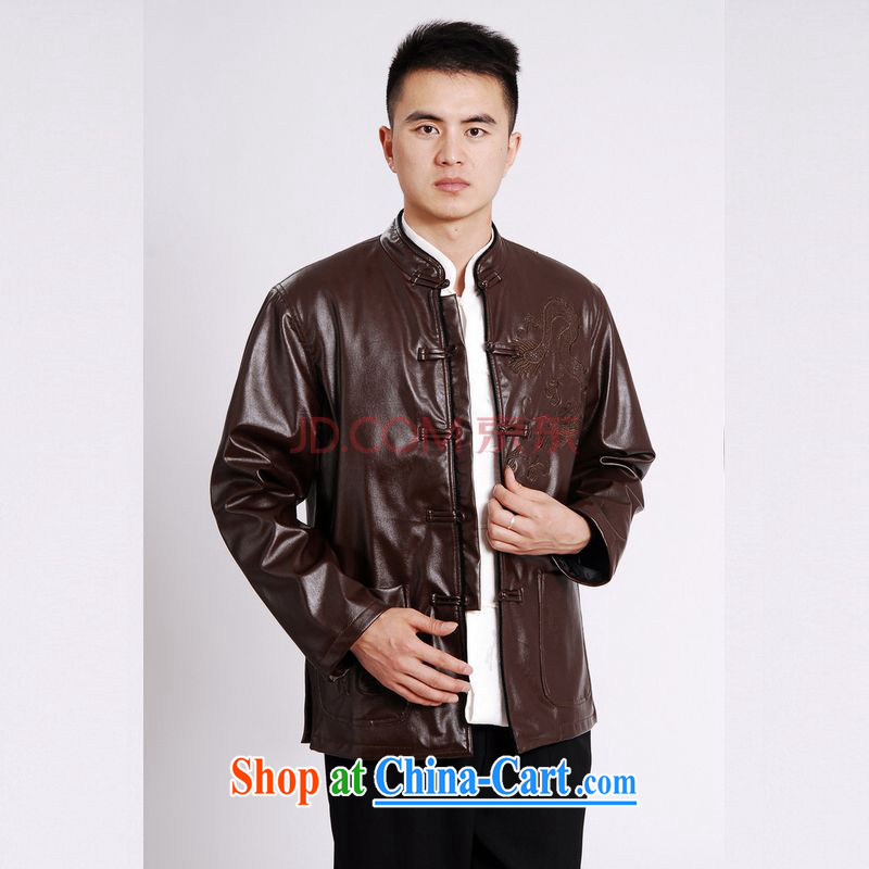 Cotton Joseph Tang replacing men long-sleeved jacket Tang fitted T-shirt men's leather jacket water marten hairs Tang with leather jacket and lint-free cloth brown XXXL