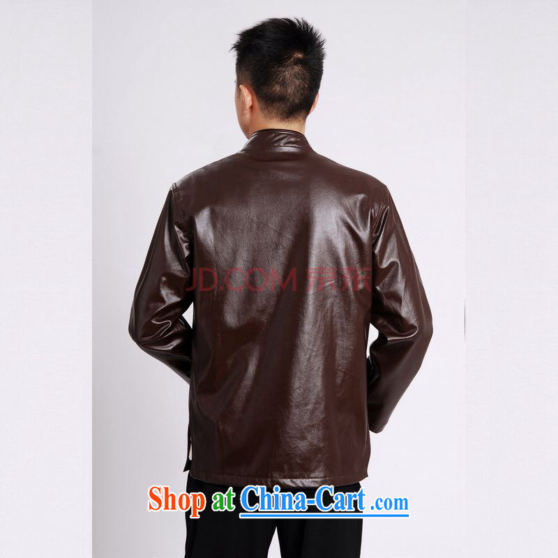 Cotton Joseph tang on men's long-sleeved jacket Tang fitted T-shirt men's leather jacket water marten hairs Tang with leather jacket and lint-free cloth brown XXXL, Joseph cotton, shopping on the Internet