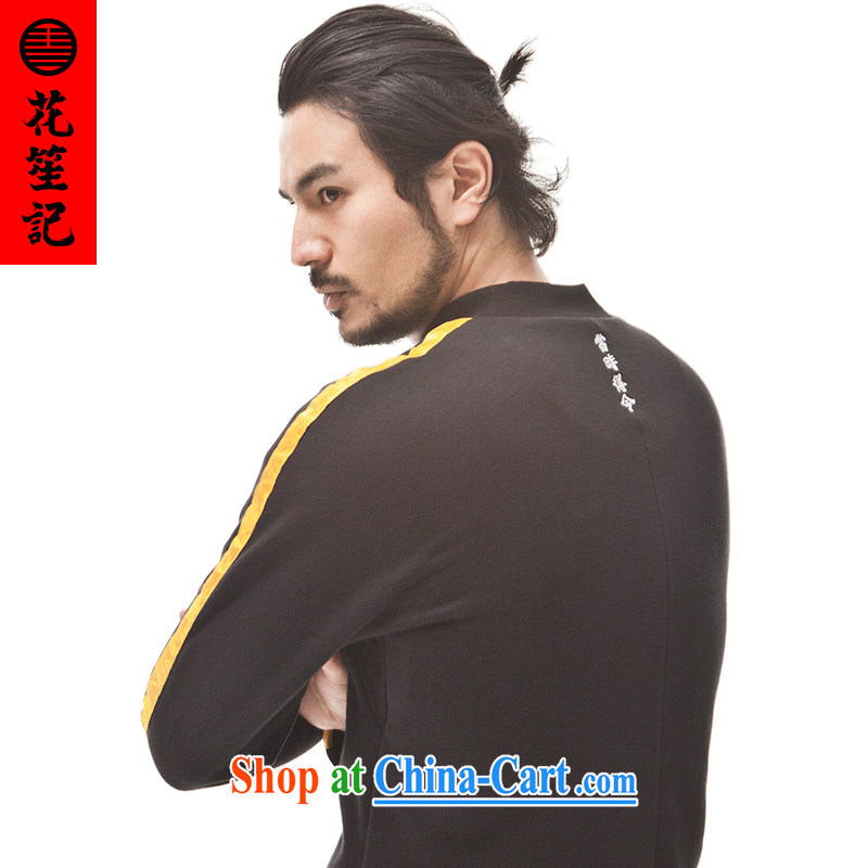 Take Your Excellency's wind the Sau San Tong with Chinese style men's retro sport Autumn and Winter Fashion Sweater black on yellow jumbo _XL_