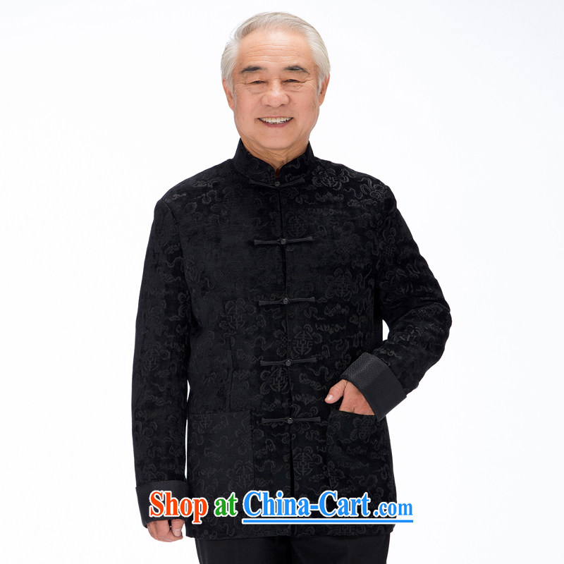 F 1316 New Men's Chinese, for male Chinese T-shirt round-hi, Yong-nam, older ethnic wind Tang black XXXL_190