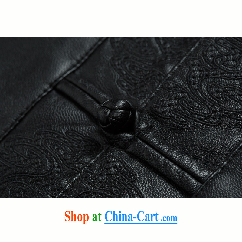 D - 818 - 1 National wind load of the collar high quality thick leather jacket and a leather Chinese Chinese, for Chinese PU jacket black 4XL/195, and mobile phone line (gesaxing), and, on-line shopping