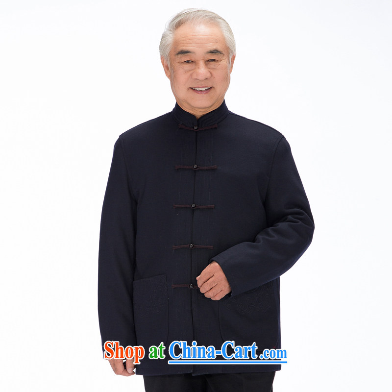 FD - 14,017 New Products men's high quality wool that Chinese men's long-sleeved winter Chinese large number, old jacket men and national dress dark blue 4 XL_195