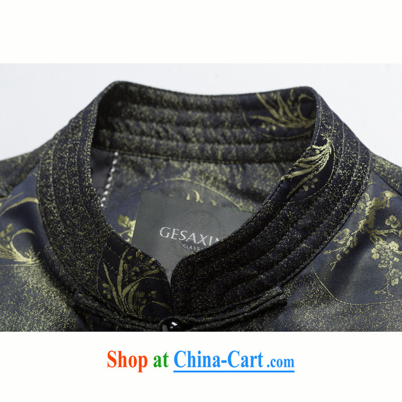 FD - 14,018 men's Tang with quilted coat, older happy Tang with long-sleeved autumn and winter clothing China wind men's large, long-sleeved cotton clothing green 4 XL/195, and mobile phone line (gesaxing), on-line shopping