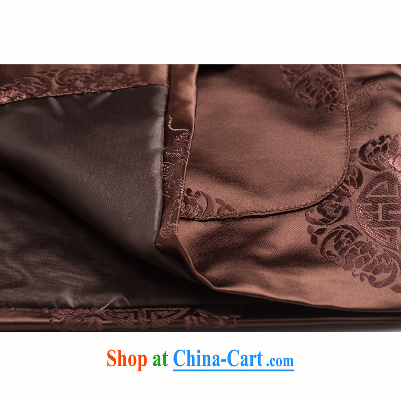 F 0757 middle-aged and older antique flower Chinese men long-sleeved autumn and winter clothes with Grandpa old jacket T-shirt men's tapestries wrought Brown the cotton XXXL/190, and mobile phone line (gesaxing), and, on-line shopping