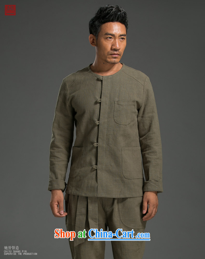 Internationally renowned Chinese wind the tray snaps shirt autumn and the new retro men's beauty ethnic wind linen long-sleeved T-shirt military green (XL) pictures, price, brand platters! Elections are good character, the national distribution, so why buy now enjoy more preferential! Health