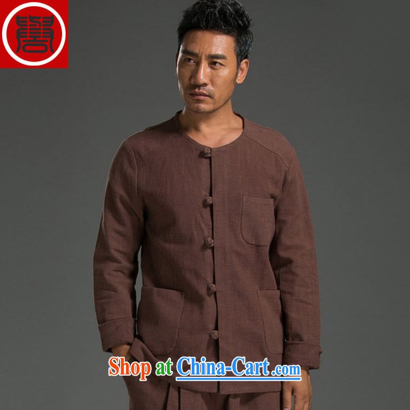 Internationally renowned Chinese wind the tray snaps shirt autumn and the new retro men's beauty ethnic wind linen long-sleeved shirt army green (XL), internationally renowned (CHIYU), shopping on the Internet