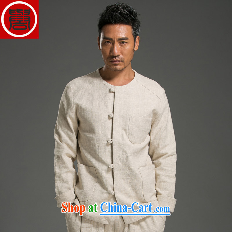 Internationally renowned Chinese wind the tray snaps shirt autumn and the new retro men's beauty ethnic wind linen long-sleeved shirt army green (XL), internationally renowned (CHIYU), shopping on the Internet