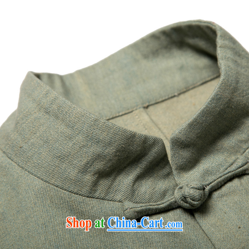 Internationally renowned Chinese style retro denim Chinese men's long-sleeved Chinese, led the charge-back casual stylish ethnic costumes, green (190) and internationally renowned (CHIYU), shopping on the Internet