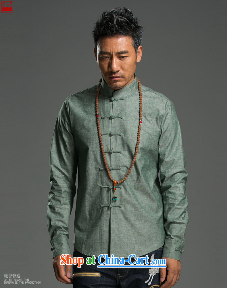 Internationally renowned 2015 China wind spring men's Chinese cotton Ma Sau San disk for China, for solid color linen shirt improved Chinese green (L) pictures, price, brand platters! Elections are good character, the national distribution, so why buy now enjoy more preferential! Health