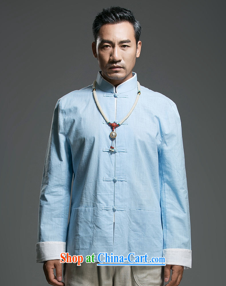 Internationally renowned Choo, linen Solid Color Tang with long-sleeved loose China wind men's jackets men and the buckle clothing ethnic wind blue (170) pictures, price, brand platters! Elections are good character, the national distribution, so why buy now enjoy more preferential! Health