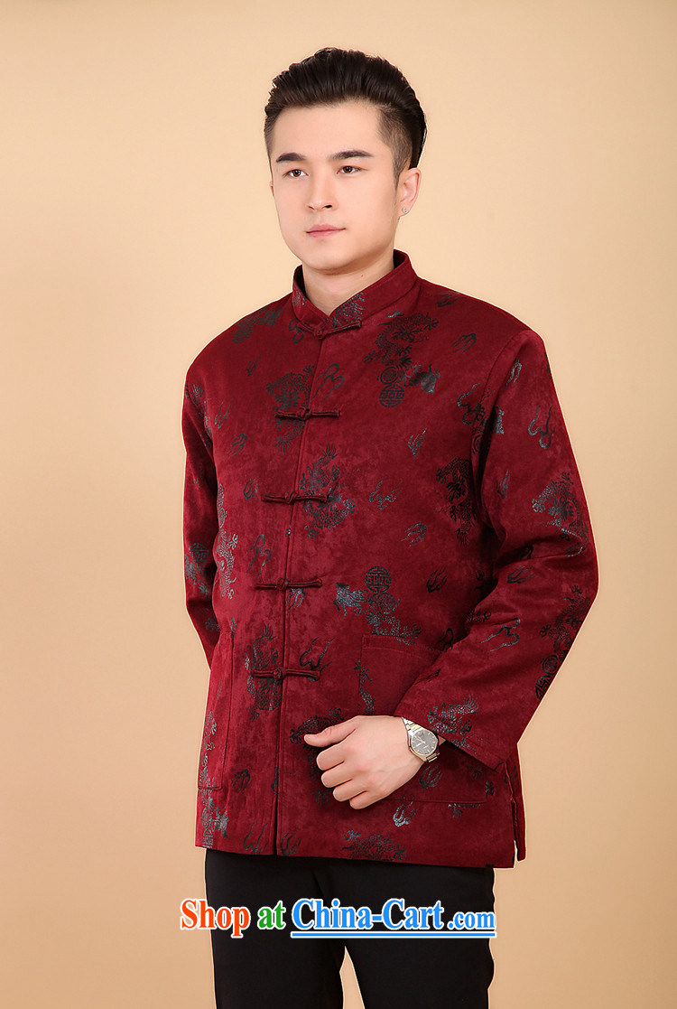 The people more than the 2014 autumn and winter clothing men Tang with long-sleeved T-shirt, elderly Chinese men and national costumes China wind men's jackets suede Dragon red XXXL pictures, price, brand platters! Elections are good character, the national distribution, so why buy now enjoy more preferential! Health