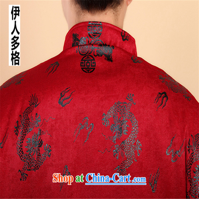 The people more than the 2014 autumn and winter clothing men's Tang with long-sleeved T-shirt, elderly Chinese men and national costumes China wind men's jackets suede Dragon red XXXL, the more people (YIRENDUOGE), and, on-line shopping