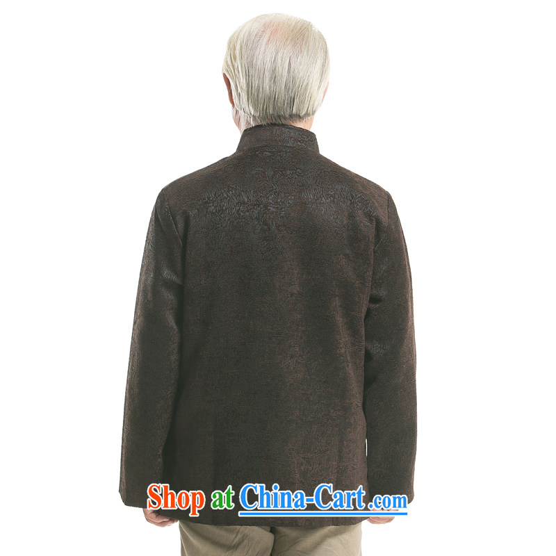 Middle-aged and older men's long-sleeved Tang jackets national costumes, Chinese collar tang on the father's grandfather new thick long-sleeved Tang jackets brown XXXL/190, and mobile phone line (gesaxing), on-line shopping
