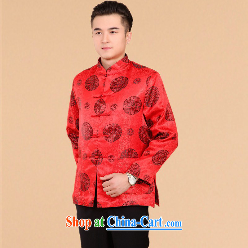 The people more than the 2014 autumn and winter clothing men Tang with long-sleeved T-shirt middle-aged and older Chinese men and national costumes China wind men's jackets red XXXXL