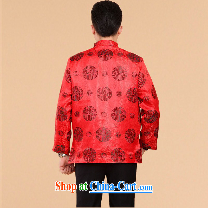 The people more than the 2014 autumn and winter clothing men's Chinese long-sleeved T-shirt, elderly Chinese men and national costumes China wind men's jackets red XXXXL, the more people (YIRENDUOGE), shopping on the Internet