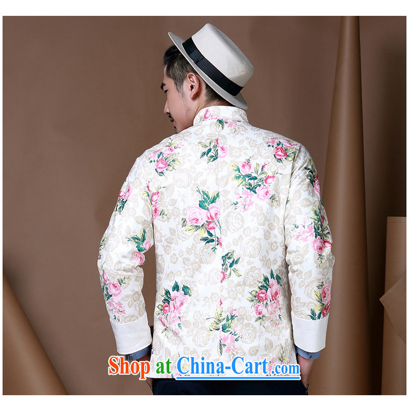 Riding a leopard, China wind men's floral Chinese men and youth Chinese state to serve jacket men's fall and winter-load service men and white XXXL, riding a Leopard (QIBAOLANG), shopping on the Internet