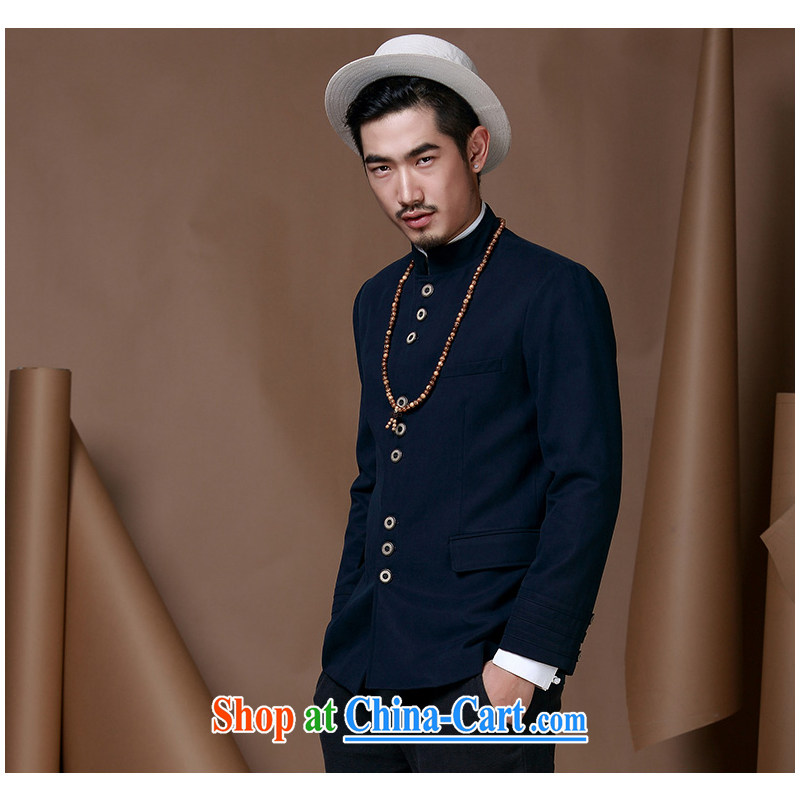 Riding a leopard jacket, men's autumn and winter new smock Chinese, for men's leisure Chinese Chinese clothing dark blue XXXL, riding a Leopard (QIBAOLANG), shopping on the Internet