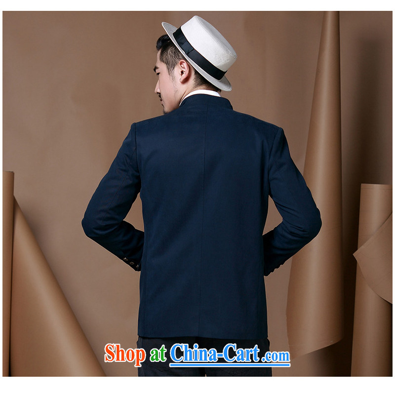 Riding a leopard jacket, men's autumn and winter new smock Chinese, for men's leisure Chinese Chinese clothing dark blue XXXL, riding a Leopard (QIBAOLANG), shopping on the Internet