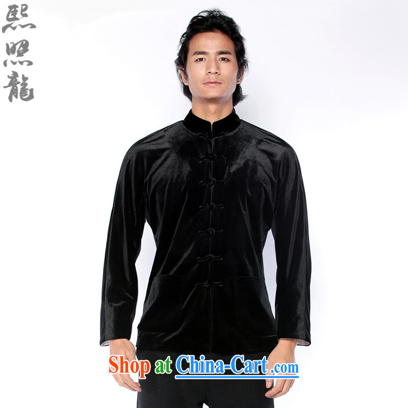 Hee-snapshot Dragon 2015 new Autumn with Chinese men's velvet jacket, and Chinese Ethnic Wind fashion clothing black XL