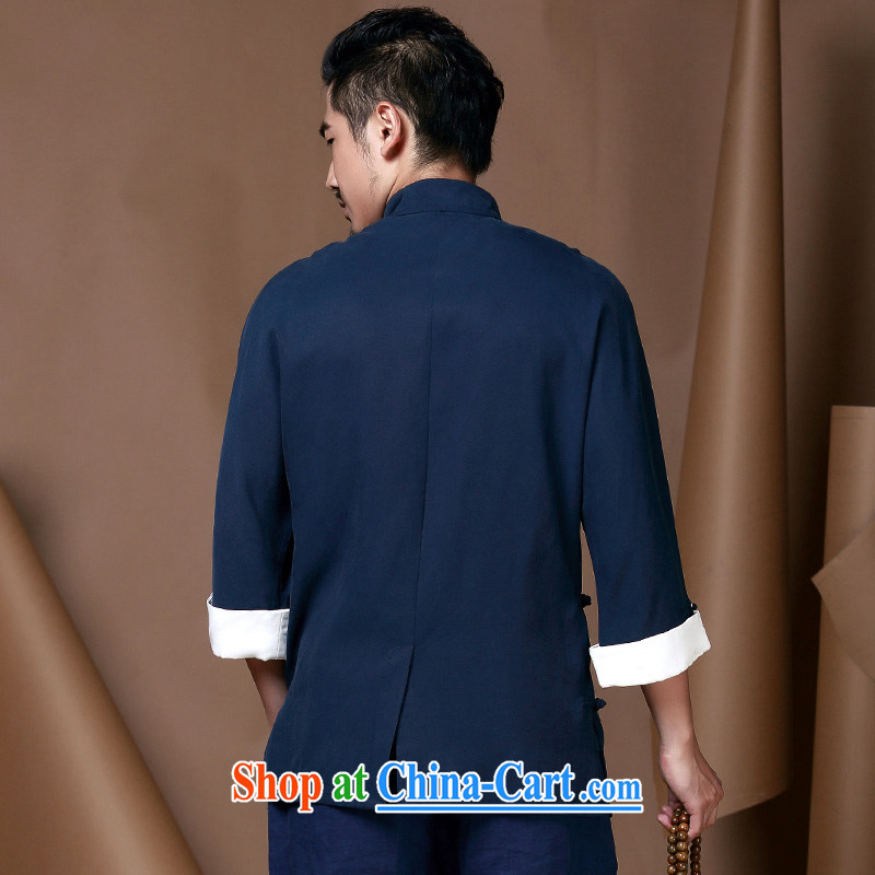 2015 spring China wind improved Han-men and Chinese is a hard-pressed cotton the cynosure serving men Chinese men's jackets dark blue XXXL, riding a Leopard (QIBAOLANG), shopping on the Internet