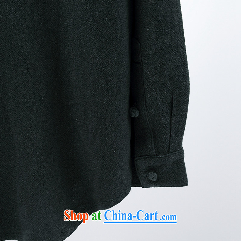 Summer 2015 new Chinese Wind and linen shirt men's Long-Sleeve Chinese Zen is hard, served the army green XXXL, riding a leopard (QIBAOLANG), and, on-line shopping