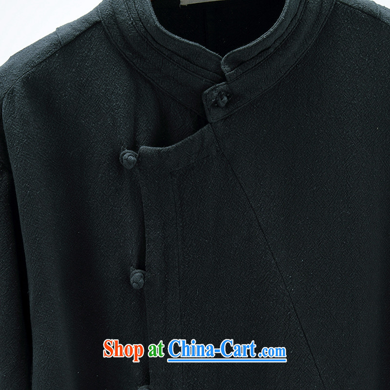 Summer 2015 new Chinese Wind and linen shirt men's Long-Sleeve Chinese Zen is hard, served the army green XXXL, riding a leopard (QIBAOLANG), and, on-line shopping