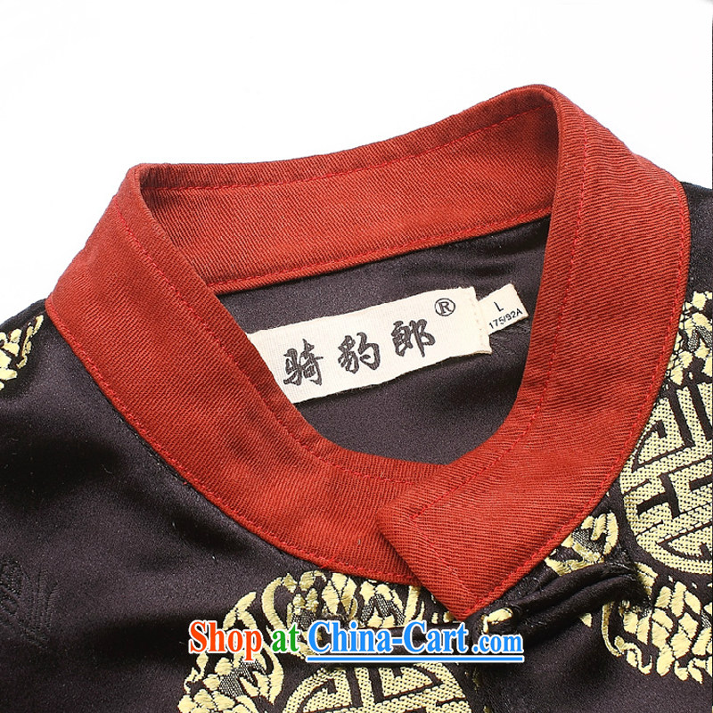 China wind men's 2014 new autumn and replacing men, elderly Chinese men's long-sleeved T-shirt men's Chinese leisure jacket brown XXXL, riding a leopard (QIBAOLANG), shopping on the Internet