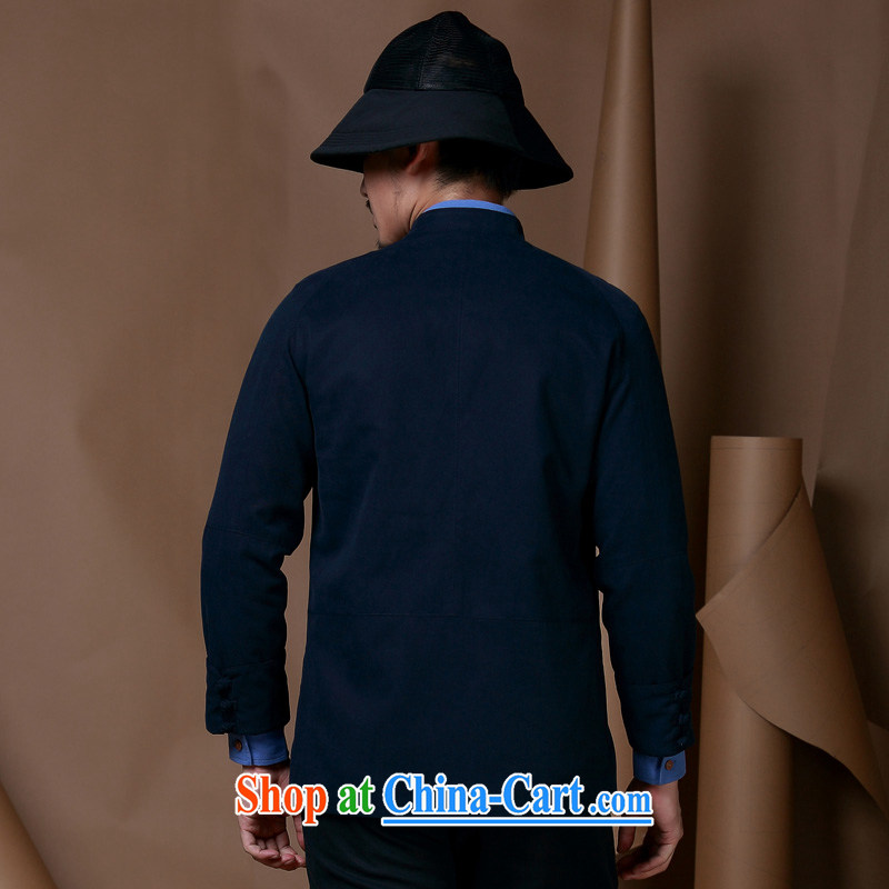 Generalissimo young men, for casual jacket new long-sleeved tray for Chinese men's China wind cotton the Tang with dark blue XXXL, riding a Leopard (QIBAOLANG), and, on-line shopping