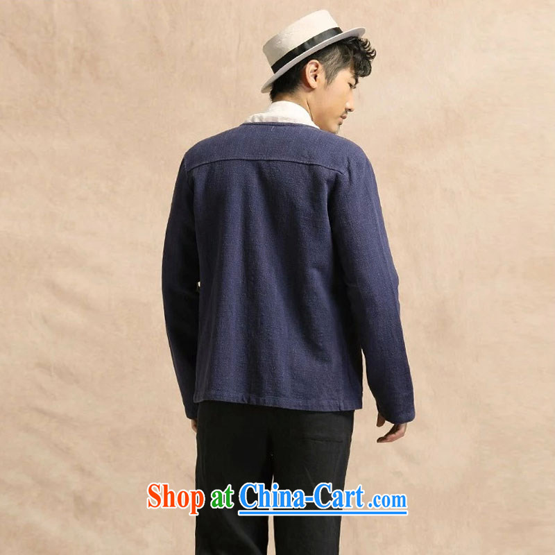 China, Chinese cotton the stitching jacket men's new retro Dress Shirt-tie Han-bo eschewed blue XXXL, riding a Leopard (QIBAOLANG), and, on-line shopping
