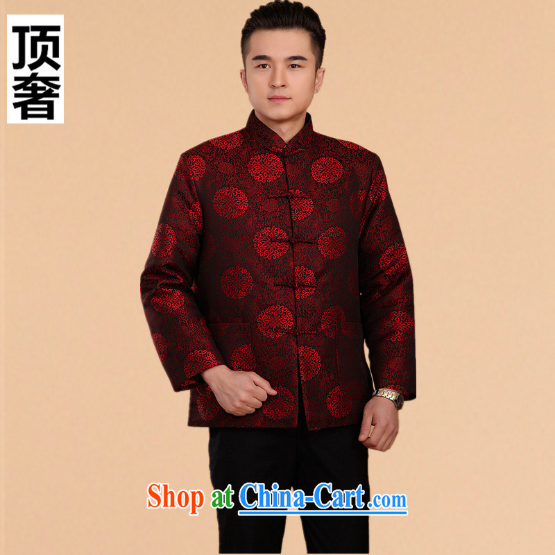 Top luxury Chinese men's jackets and cotton waffle business and leisure China wind-tie red, T-shirts for couples with Chinese cotton clothing, macrame cotton suit Chinese men, women, 2 XL, top luxury, shopping on the Internet