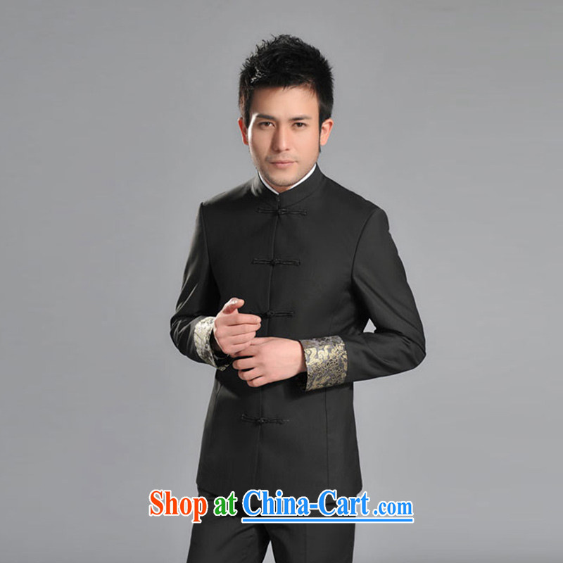 Cheong Wa Dae Yu Sau San male Chinese clothing Chinese dragon tattoos wristband men, cultivating a neck jacket students replace JY 1621 black Chinese shirt XXXL, Cheong Wa Dae Yu (QINGYU), online shopping