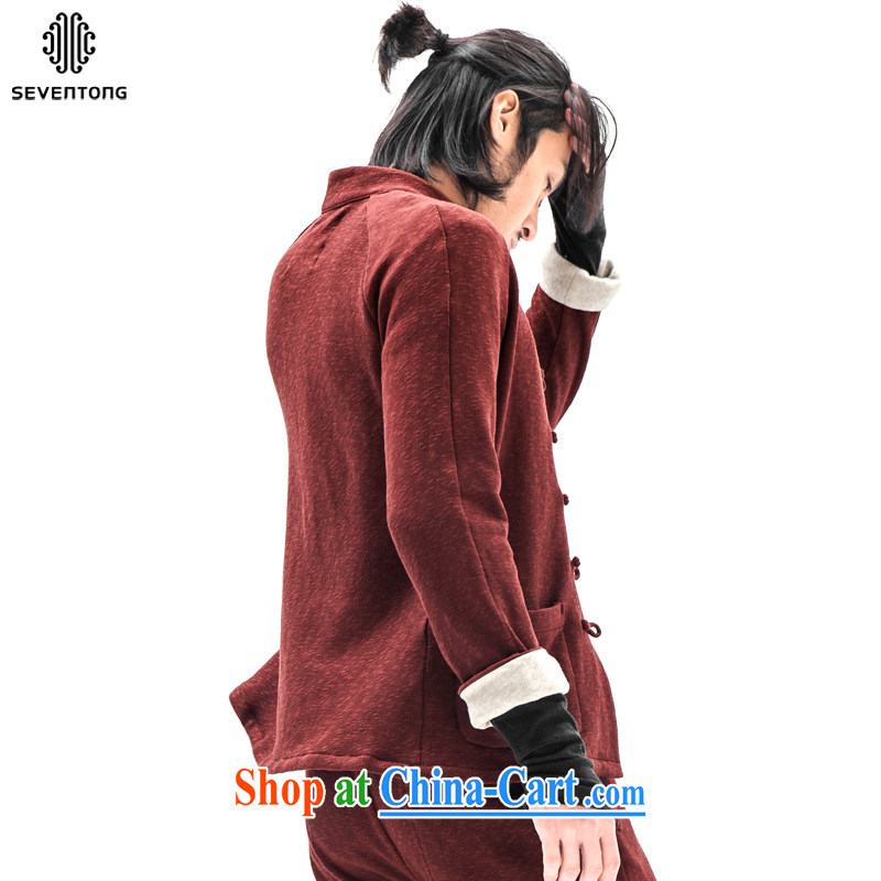 Fujing Qipai Tang China wind improved national costumes Terry knit shirts and stylish Tang jackets was created for T-shirt Chinese-tie men's autumn and winter lax 4 quarter jeans blue XL pre-sale 5 Day Shipping, Fujing Qipai Tang (Design seventang), onlin