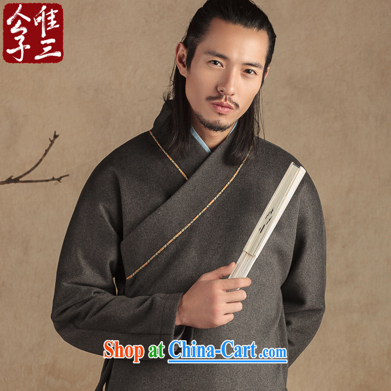Only 3 Chinese wind-han, Jacob wool jacket that Chinese men's ethnic Chinese Han-coat leisure thick winter small gray _S_