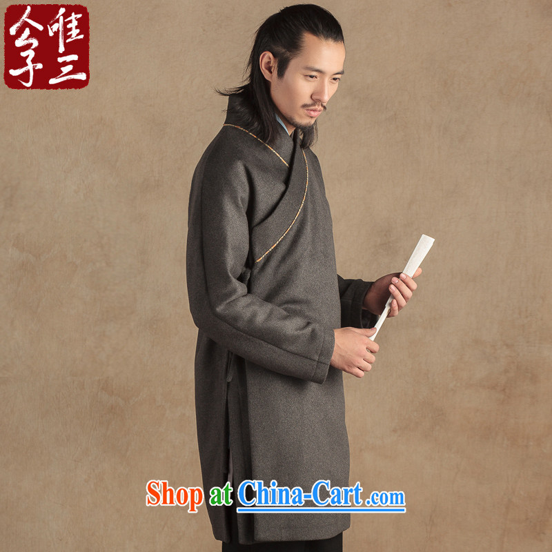 Only 3 Chinese wind-han, Jacob wool jacket that Chinese men's ethnic Chinese Han-coat leisure thick winter small gray (S), only 3, and, on-line shopping