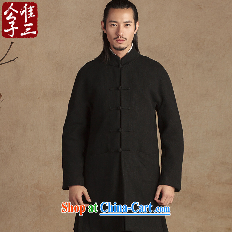 Only 3 Lisa China wind linen wool, quilted coat gall coat Chinese men and national linen Chinese Winter Coat new Gray Movement (XXL), only 3, shopping on the Internet