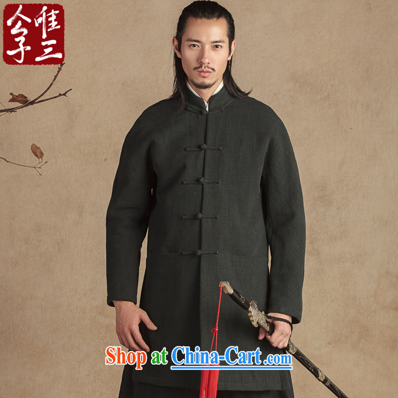 Only 3 Lisa China wind linen wool, quilted coat gall coat Chinese men and national linen Chinese Winter Coat new Gray Movement (XXL), only 3, shopping on the Internet