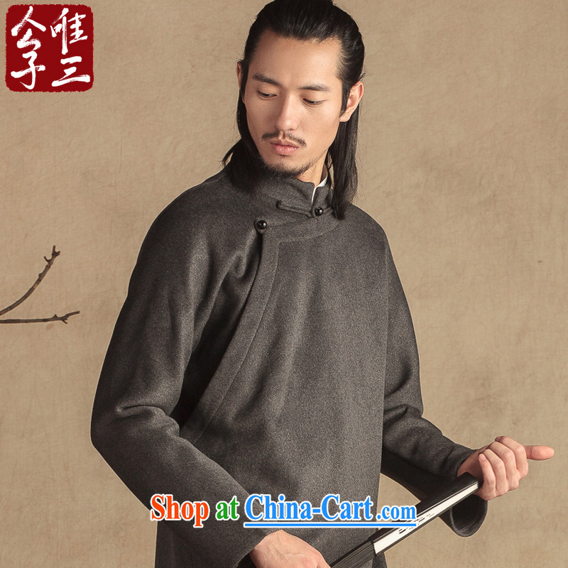 Only 3 Chinese wind wool is a flap up jacket of Chinese men and cultivating ethnic Chinese Han-thick winter Black Movement (XXL), only 3, shopping on the Internet
