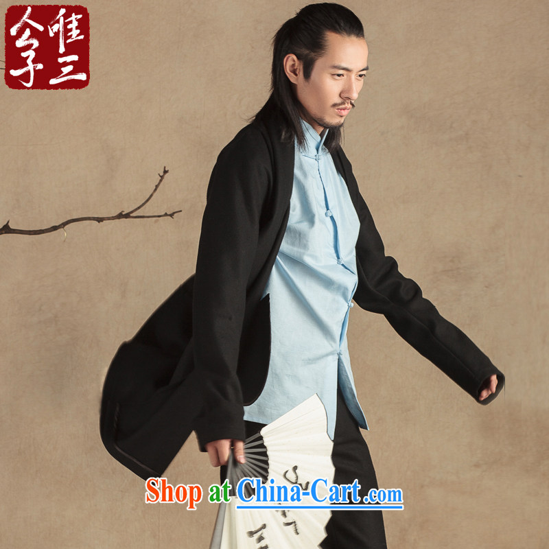 Only 3 Chinese fashion, wool is long frock coat Tang jackets use the Chinese Han-thick winter men and black movement (XXL), only 3, shopping on the Internet