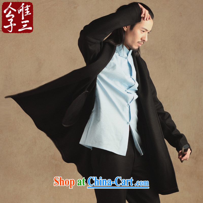 Only 3 Chinese fashion, wool is long frock coat Tang jackets use the Chinese Han-thick winter men and black movement (XXL), only 3, shopping on the Internet
