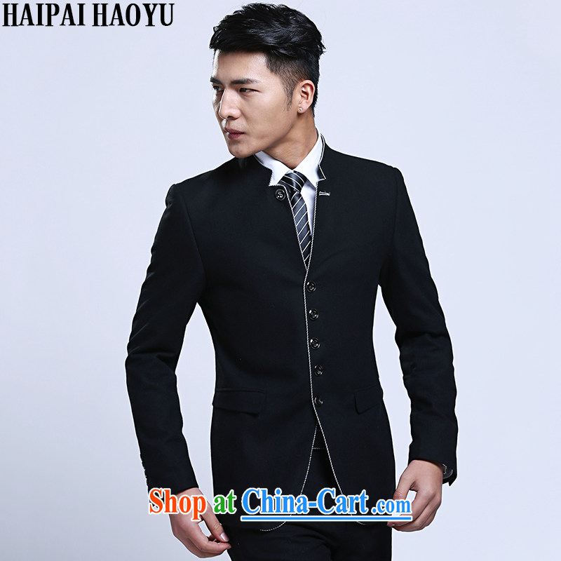 HAIPAIHAOYU leisure as well as business, business suits for package beauty men's suit, the kernel for Zhongshan style suit package black XXXL/185, HAIPAIHAOYU, shopping on the Internet