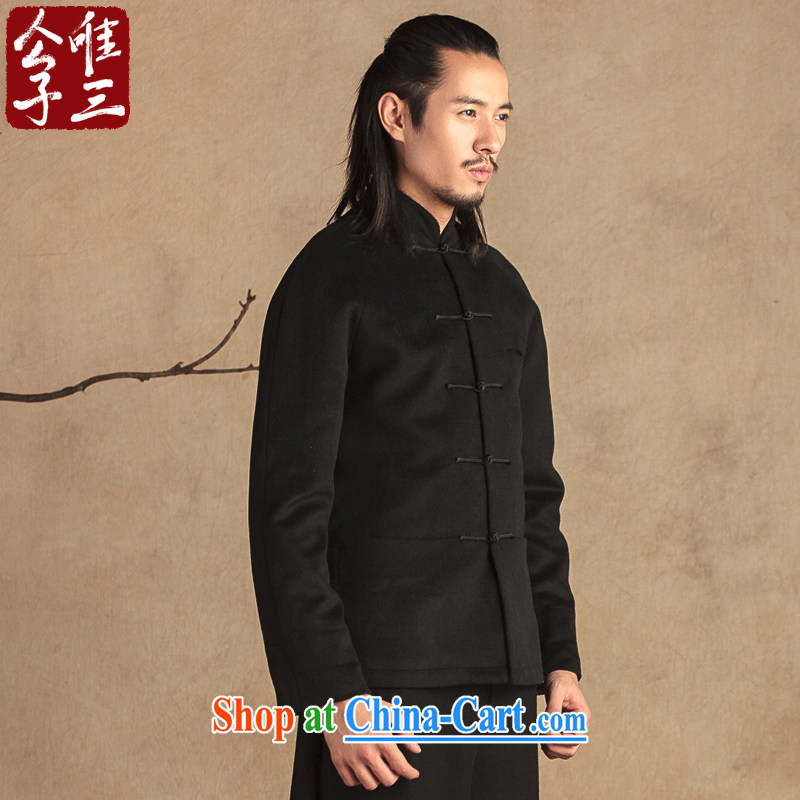 Only 3 Chinese style Chinese men's disc for cultivating Chinese national improvement and stylish casual wool? The jacket thick black-seok (XXL), the only 3, online shopping