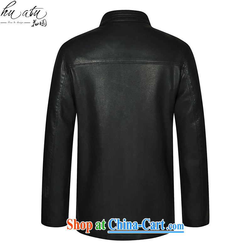 Take the Spring and Autumn new middle-aged and older men's leather jacket Tang with his father on the collar leather Tang replace fur smock black 190, figure, and shopping on the Internet