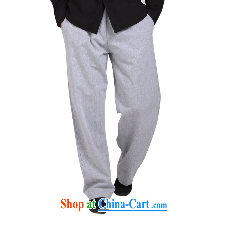 China wind linen APEC men's trousers has been middle-aged and male pants trousers loose Tang is the code meditation pants gray XL